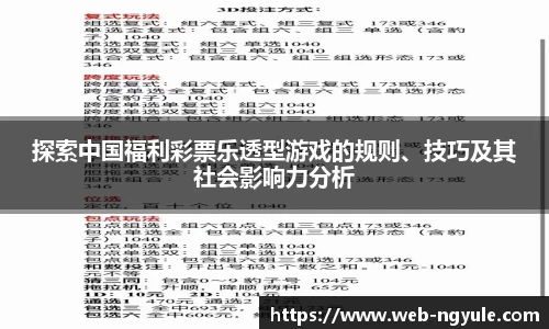 探索中国福利彩票乐透型游戏的规则、技巧及其社会影响力分析